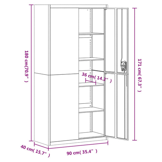 File Cabinet Black 90x40x180 cm Steel