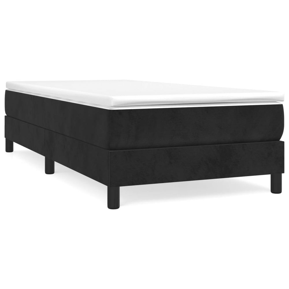 Box Spring Bed without Mattress Black King Single Size Velvet