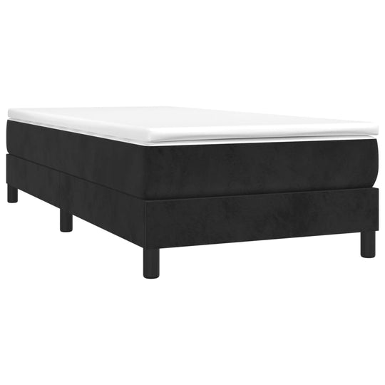 Box Spring Bed without Mattress Black King Single Size Velvet