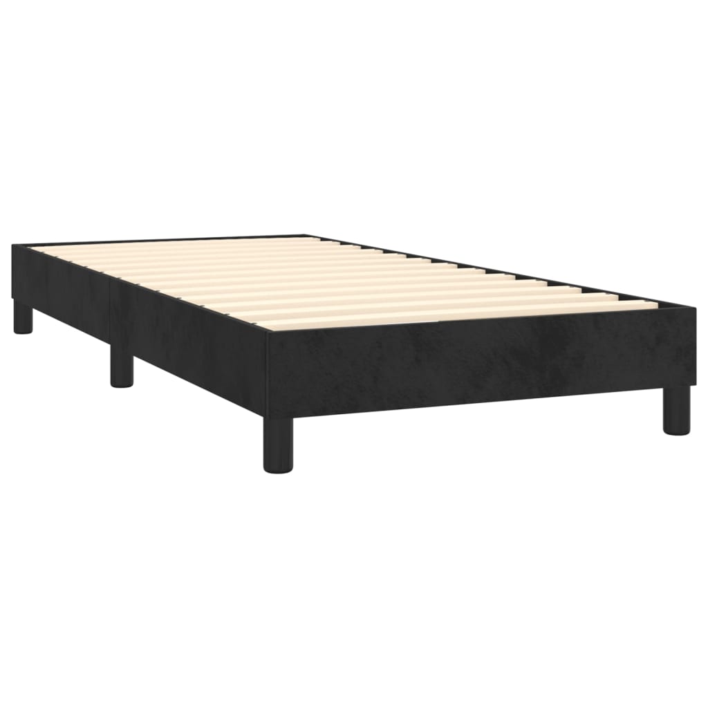 Box Spring Bed without Mattress Black King Single Size Velvet