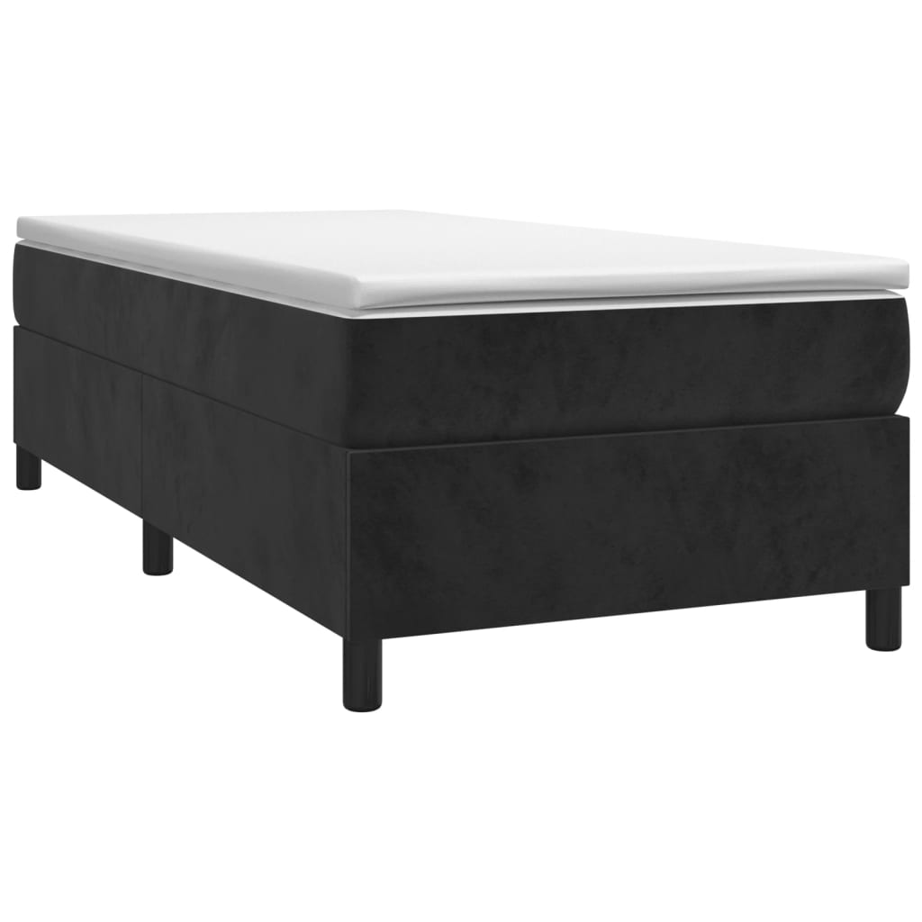 Box Spring Bed without Mattress Black King Single Size Velvet