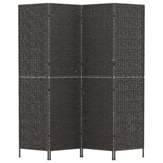 Room Divider 4-Panel Black 163x180 cm Water Hyacinth