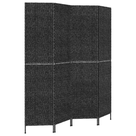 Room Divider 4-Panel Black 163x180 cm Water Hyacinth