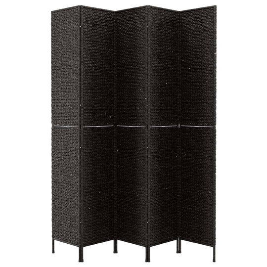 Room Divider 5-Panel Black 205x180 cm Water Hyacinth