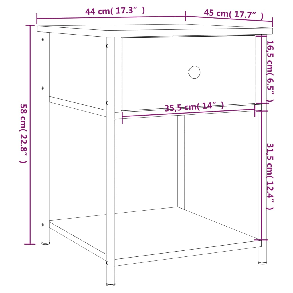 Bedside Tables 2 pcs Black 44x45x58 cm Engineered Wood