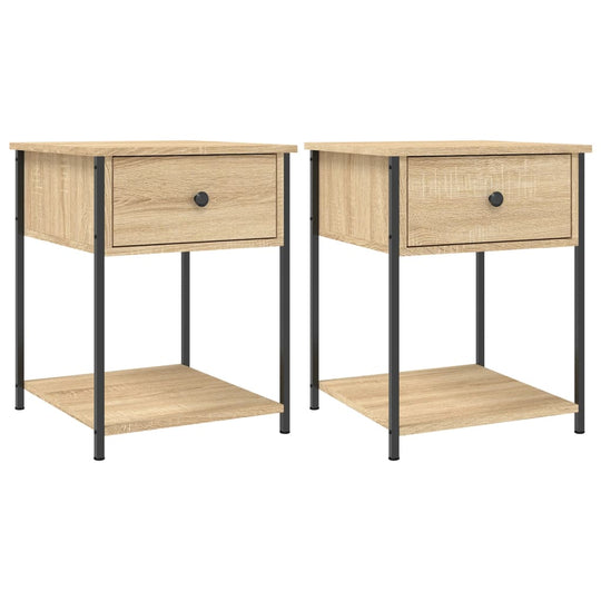 Affordable and cheap quality bedside tables 2 pcs Sonoma Oak 44x45x58 cm engineered wood with metal frame and ample storage space