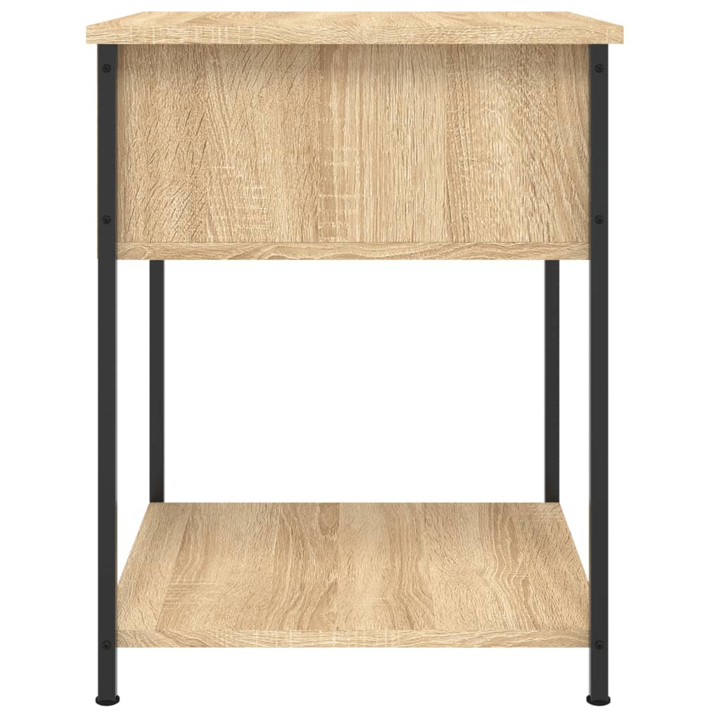 Affordable quality bedside table in sonoma oak finish with metal frame, 44x45x58 cm. Elegant design, sturdy and moisture-resistant engineered wood.