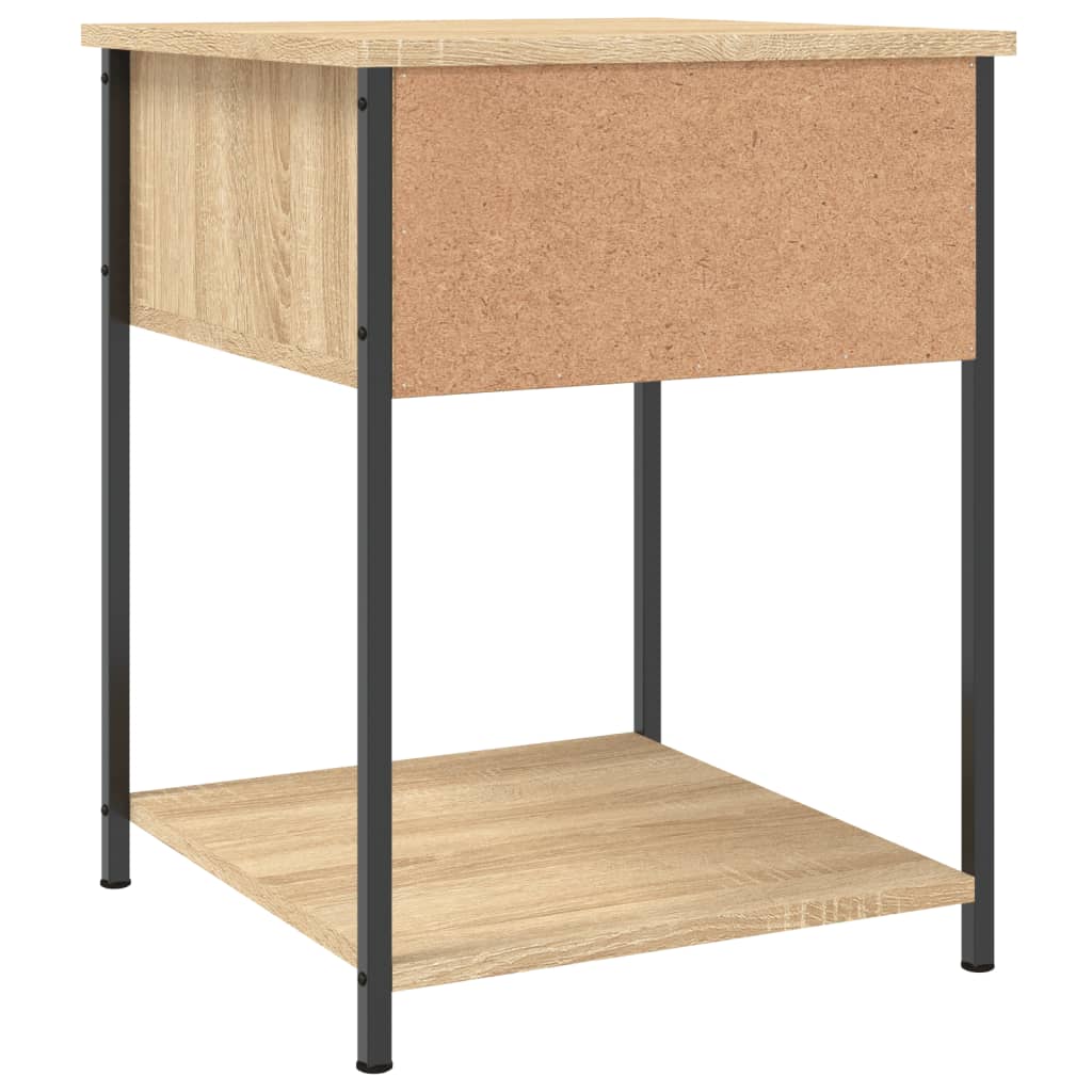 Affordable bedside table in Sonoma oak finish with metal frame, offering quality and value with ample storage space – 44x45x58 cm.