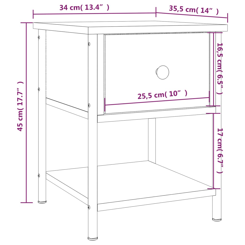 Bedside Tables 2 pcs Black 34x35.5x45 cm Engineered Wood