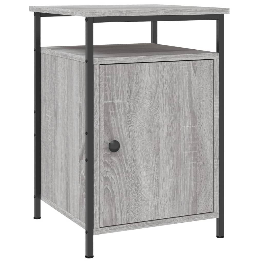 Grey Sonoma bedside cabinet with iron frame, offering an affordable and quality addition to bedroom or living room decor, 40x42x60 cm.