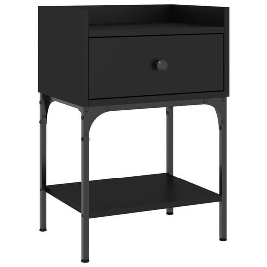 Affordable quality black bedside table with drawer and shelf, 40.5x31x60 cm, made of durable engineered wood for excellent value.