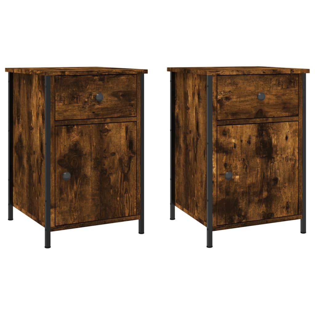 Bedside Cabinets 2 pcs Smoked Oak 40x42x60 cm Engineered Wood