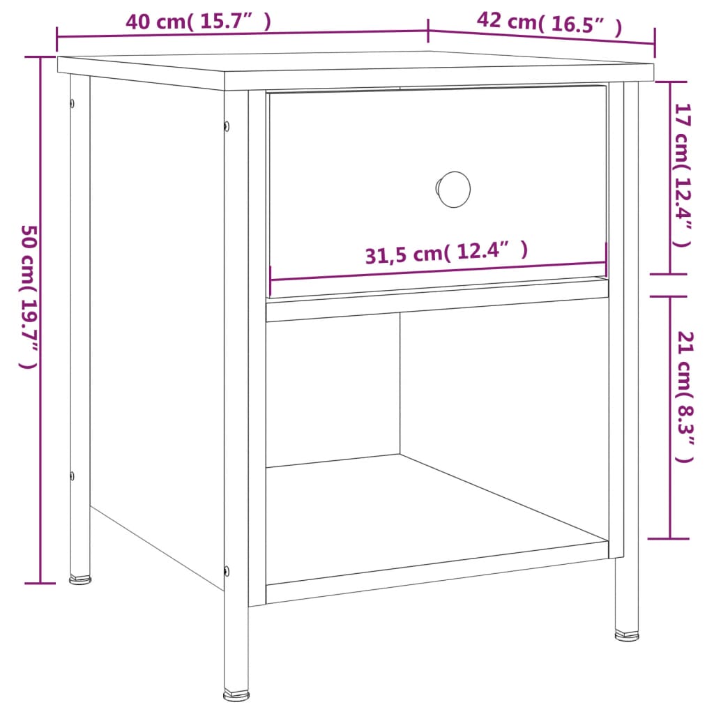 Bedside Cabinets 2 pcs Sonoma Oak 40x42x50 cm Engineered Wood