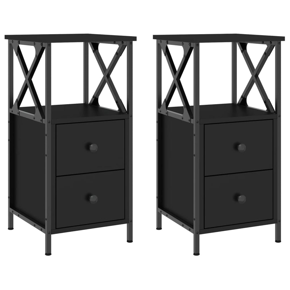 Bedside Cabinets 2 pcs Black 34x35.5x70 cm Engineered Wood