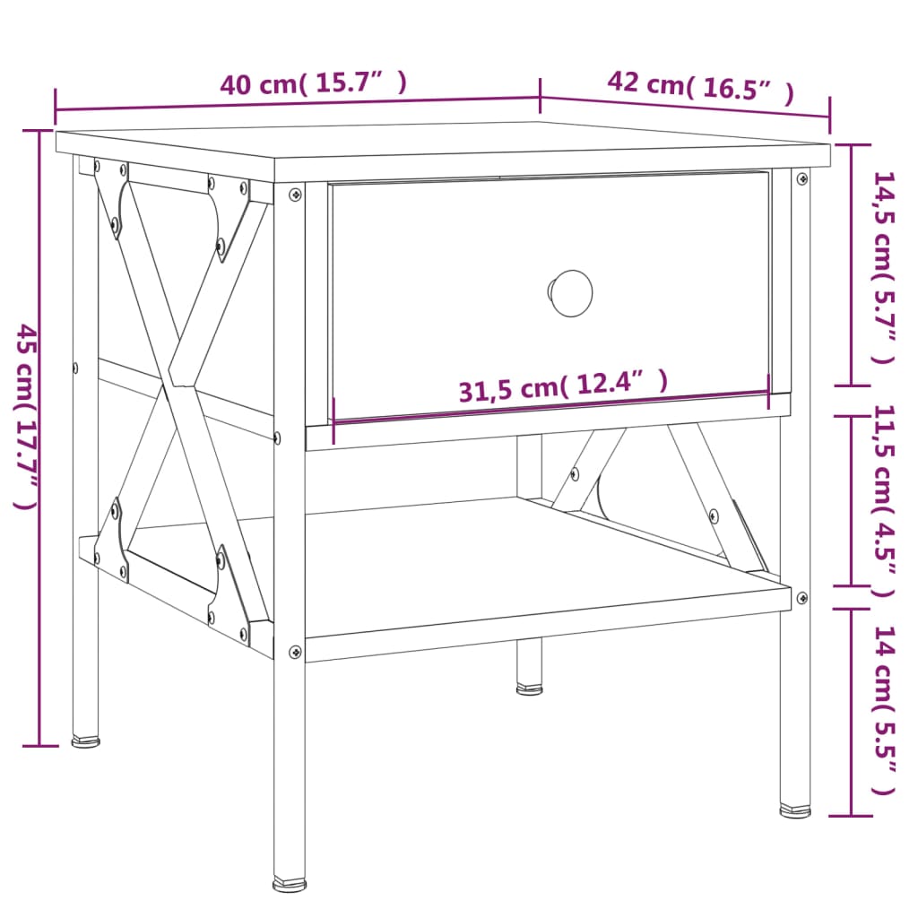 Bedside Tables 2 pcs Black 40x42x45 cm Engineered Wood