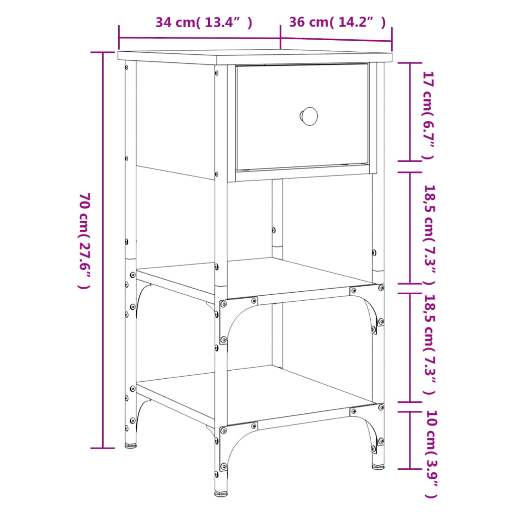 Bedside Cabinets 2 pcs Sonoma Oak 34x36x70 cm Engineered Wood