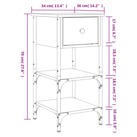 Bedside Cabinets 2 pcs Sonoma Oak 34x36x70 cm Engineered Wood