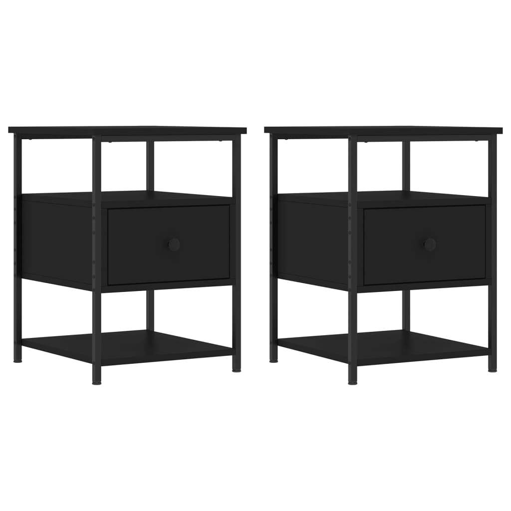 Bedside Cabinets 2 pcs Black 40x42x56 cm Engineered Wood