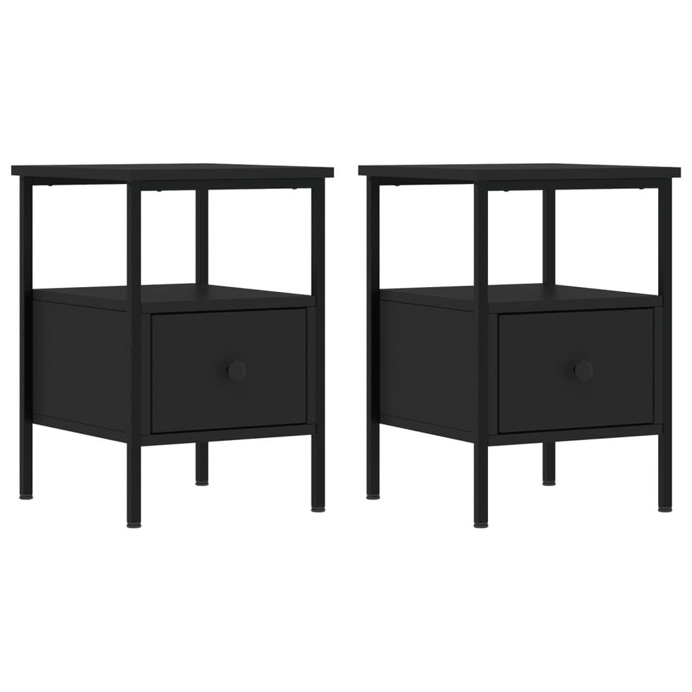 Bedside Cabinets 2 pcs Black 34x36x50 cm Engineered Wood