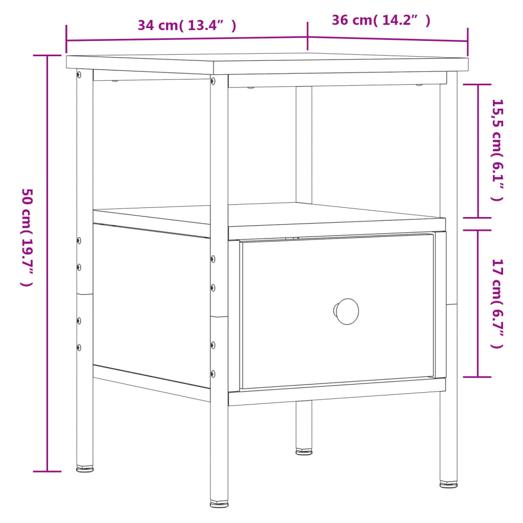 Bedside Cabinets 2 pcs Black 34x36x50 cm Engineered Wood