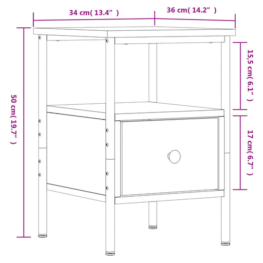 Bedside Cabinets 2 pcs Black 34x36x50 cm Engineered Wood