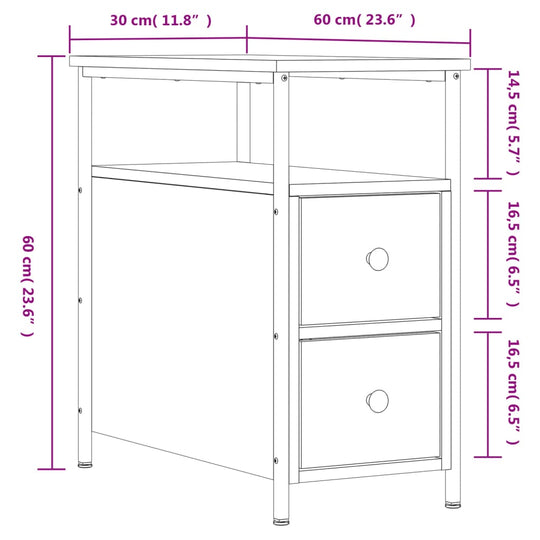 Bedside Cabinets 2 pcs Grey Sonoma 30x60x60 cm Engineered Wood