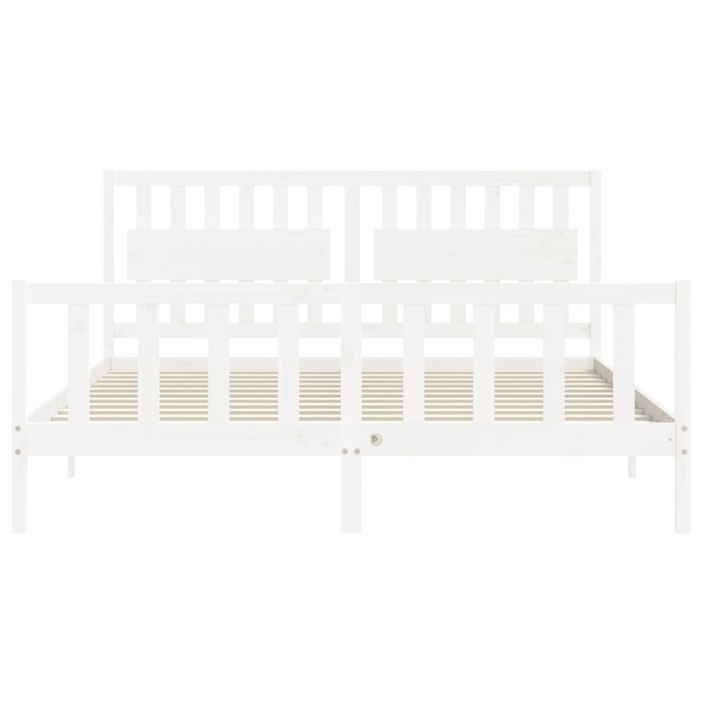 Bed Frame without Mattress White 183x203 cm King Solid Wood Pine