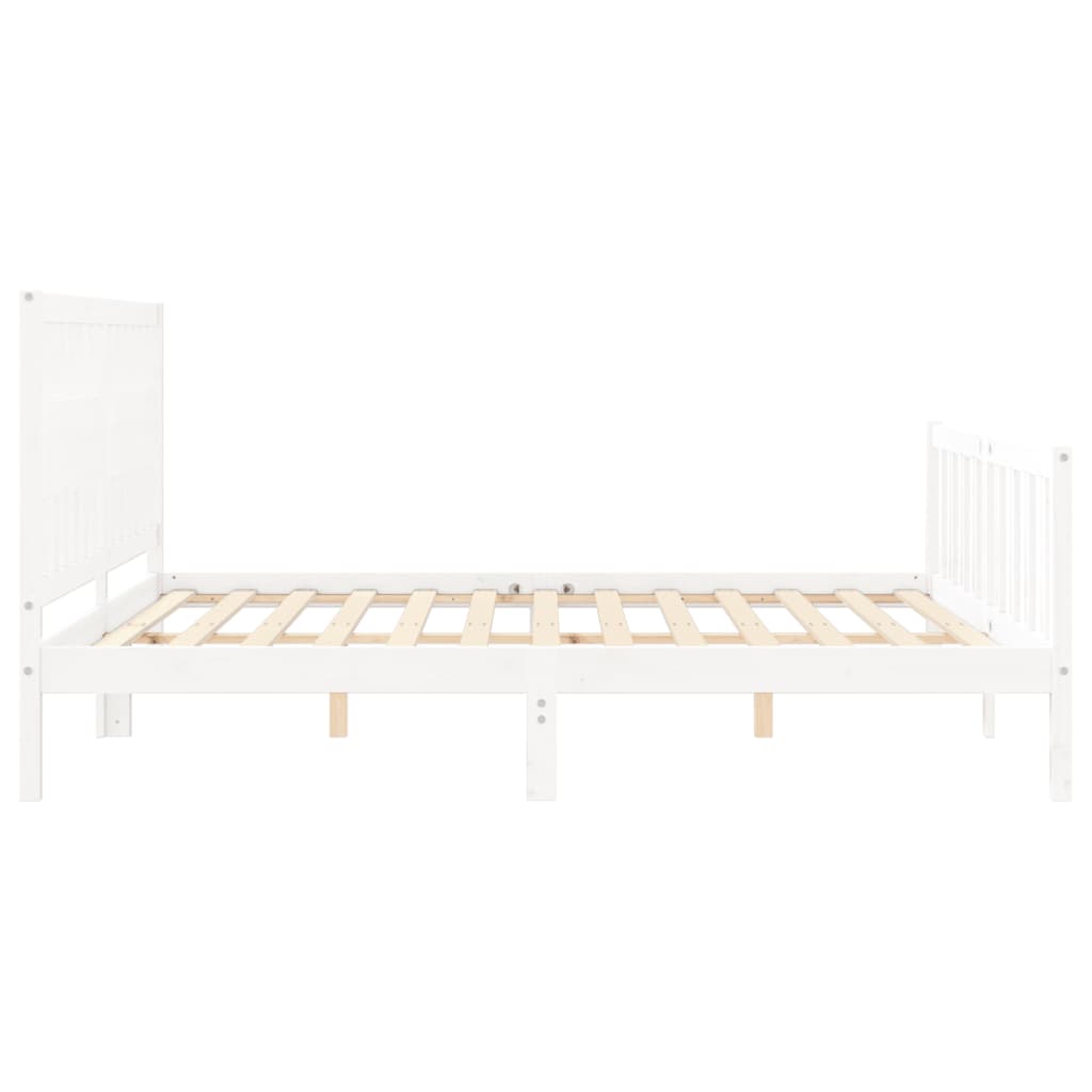 Bed Frame without Mattress White 183x203 cm King Solid Wood Pine