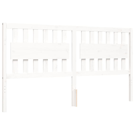 Bed Frame without Mattress White 183x203 cm King Solid Wood Pine