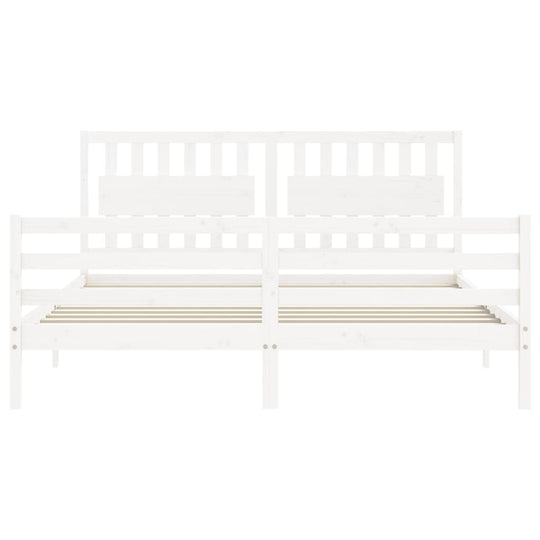 Bed Frame without Mattress White 183x203 cm King Solid Wood