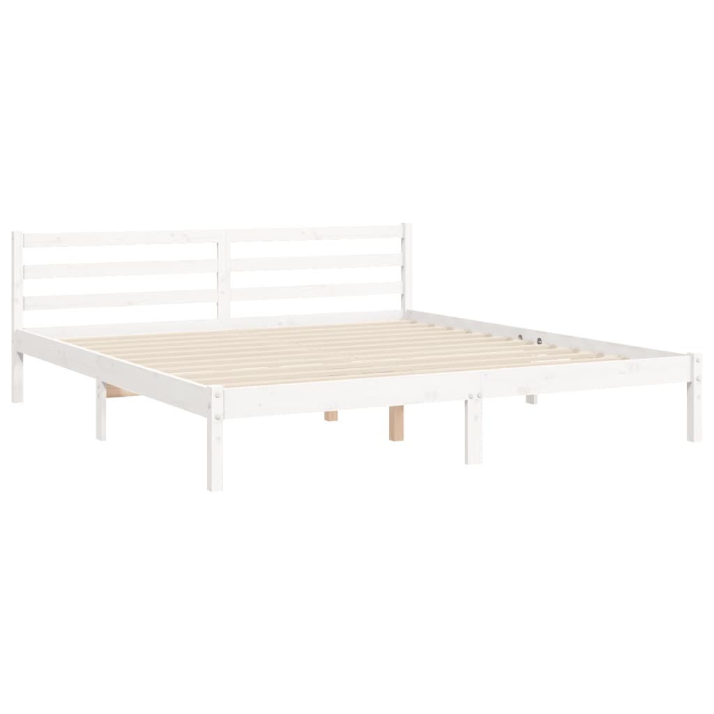 Bed Frame without Mattress White 183x203 cm King Solid Wood