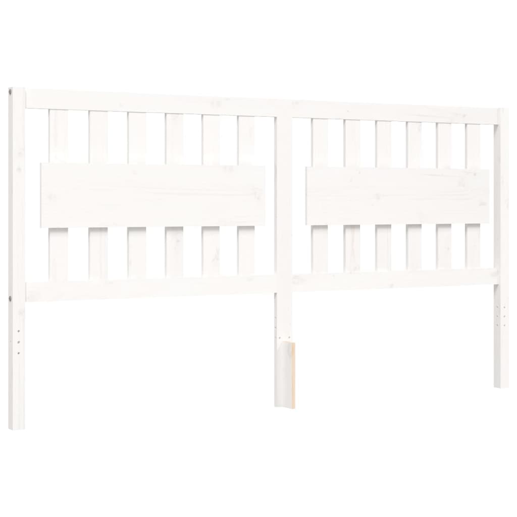 Bed Frame without Mattress White 183x203 cm King Solid Wood