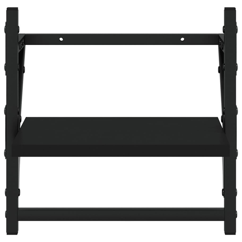 6 Piece Wall Shelf Set with Bars Black Engineered Wood