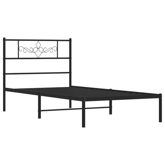 Metal Bed Frame without Mattress with Headboard Black 107x203 cm King Single