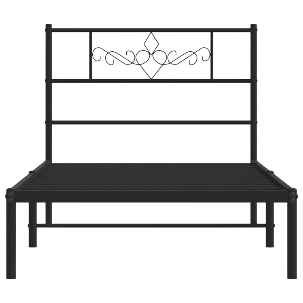 Metal Bed Frame without Mattress with Headboard Black 107x203 cm King Single