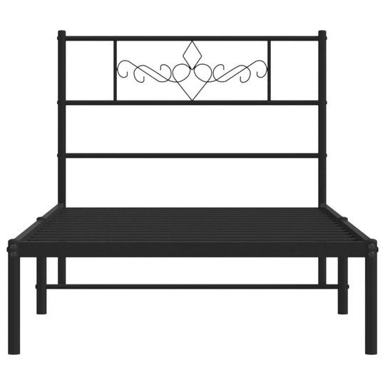 Metal Bed Frame without Mattress with Headboard Black 107x203 cm King Single