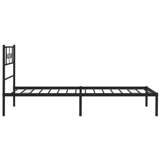 Metal Bed Frame without Mattress with Headboard Black 107x203 cm King Single