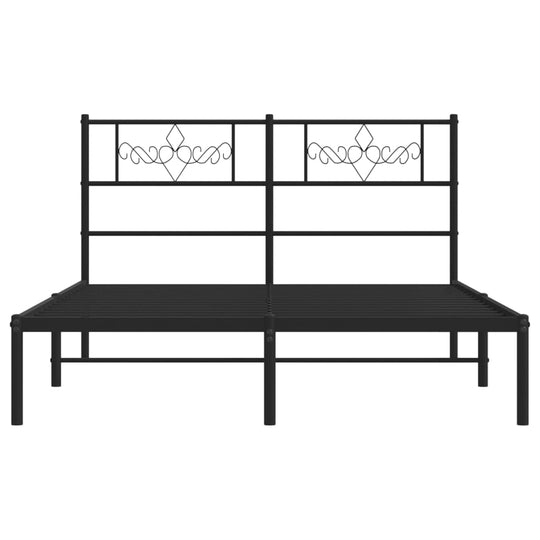 Metal Bed Frame without Mattress with Headboard Black 150x200 cm