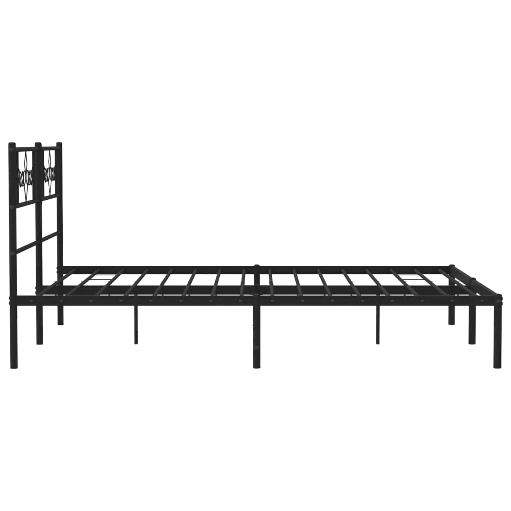 Metal Bed Frame without Mattress with Headboard Black 150x200 cm