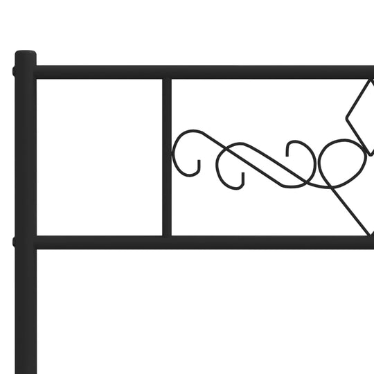 Metal Bed Frame without Mattress with Headboard Black 150x200 cm