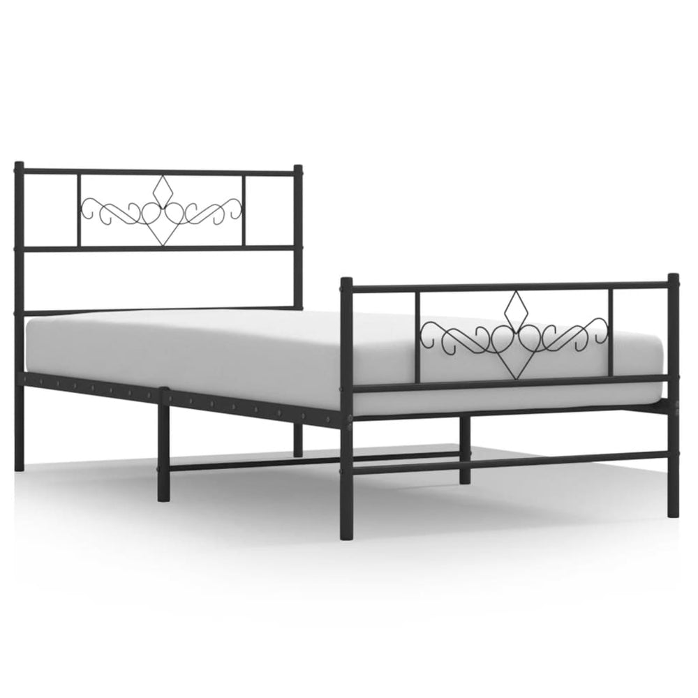 Metal Bed Frame without Mattress with Footboard Black 107x203 cm King Single