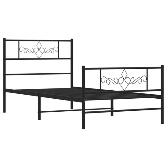 Metal Bed Frame without Mattress with Footboard Black 107x203 cm King Single