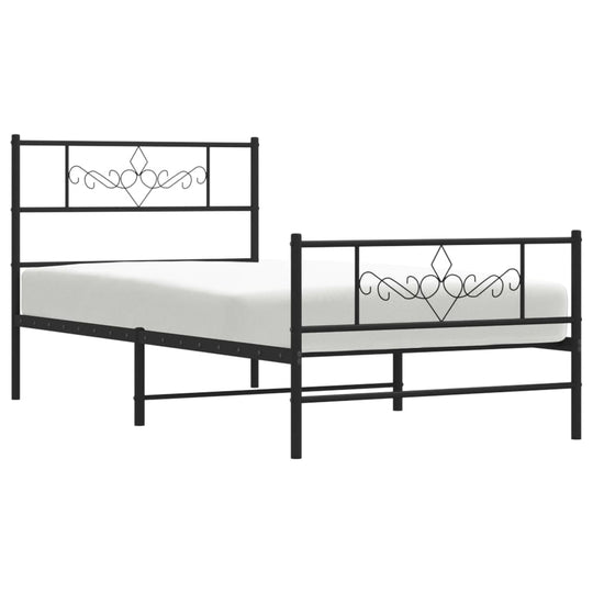 Metal Bed Frame without Mattress with Footboard Black 107x203 cm King Single