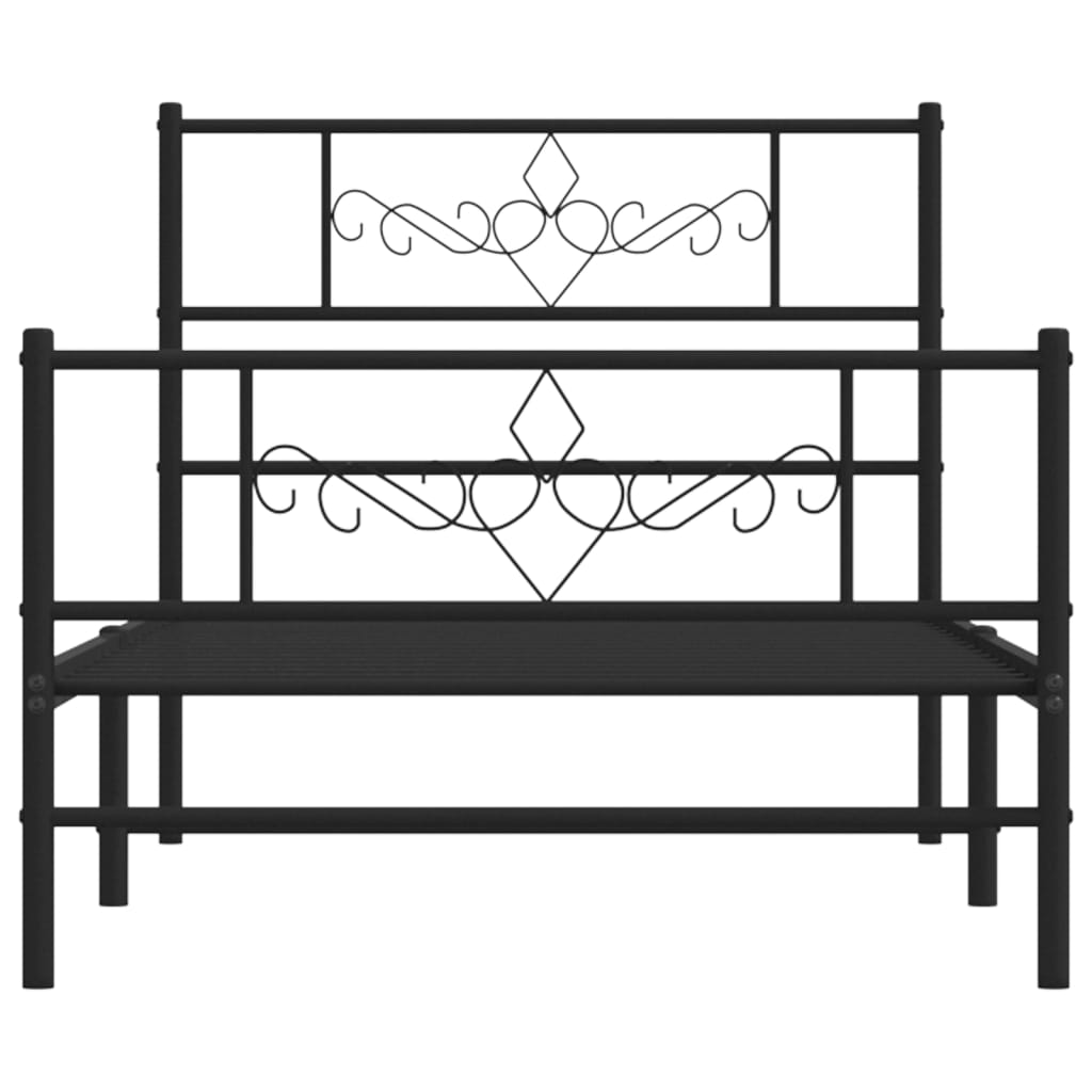 Metal Bed Frame without Mattress with Footboard Black 107x203 cm King Single