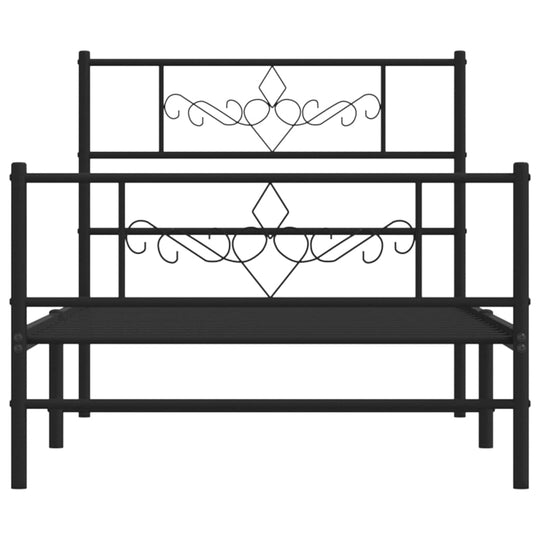 Metal Bed Frame without Mattress with Footboard Black 107x203 cm King Single