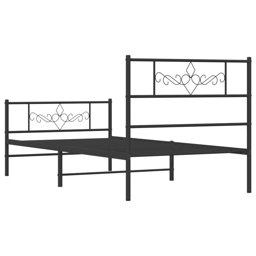 Metal Bed Frame without Mattress with Footboard Black 107x203 cm King Single