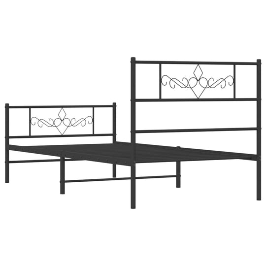 Metal Bed Frame without Mattress with Footboard Black 107x203 cm King Single