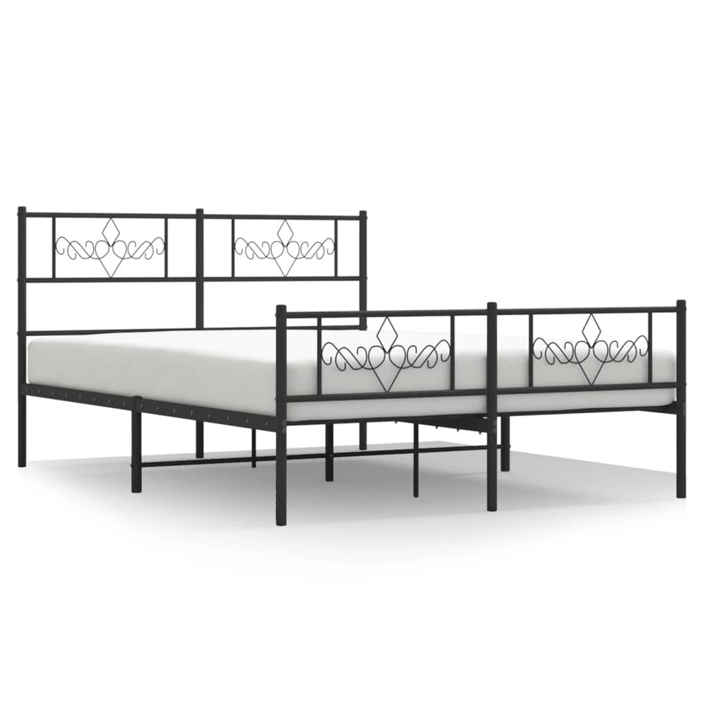 Metal Bed Frame without Mattress with Footboard Black 150x200 cm