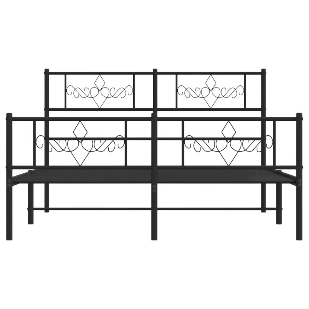 Metal Bed Frame without Mattress with Footboard Black 150x200 cm