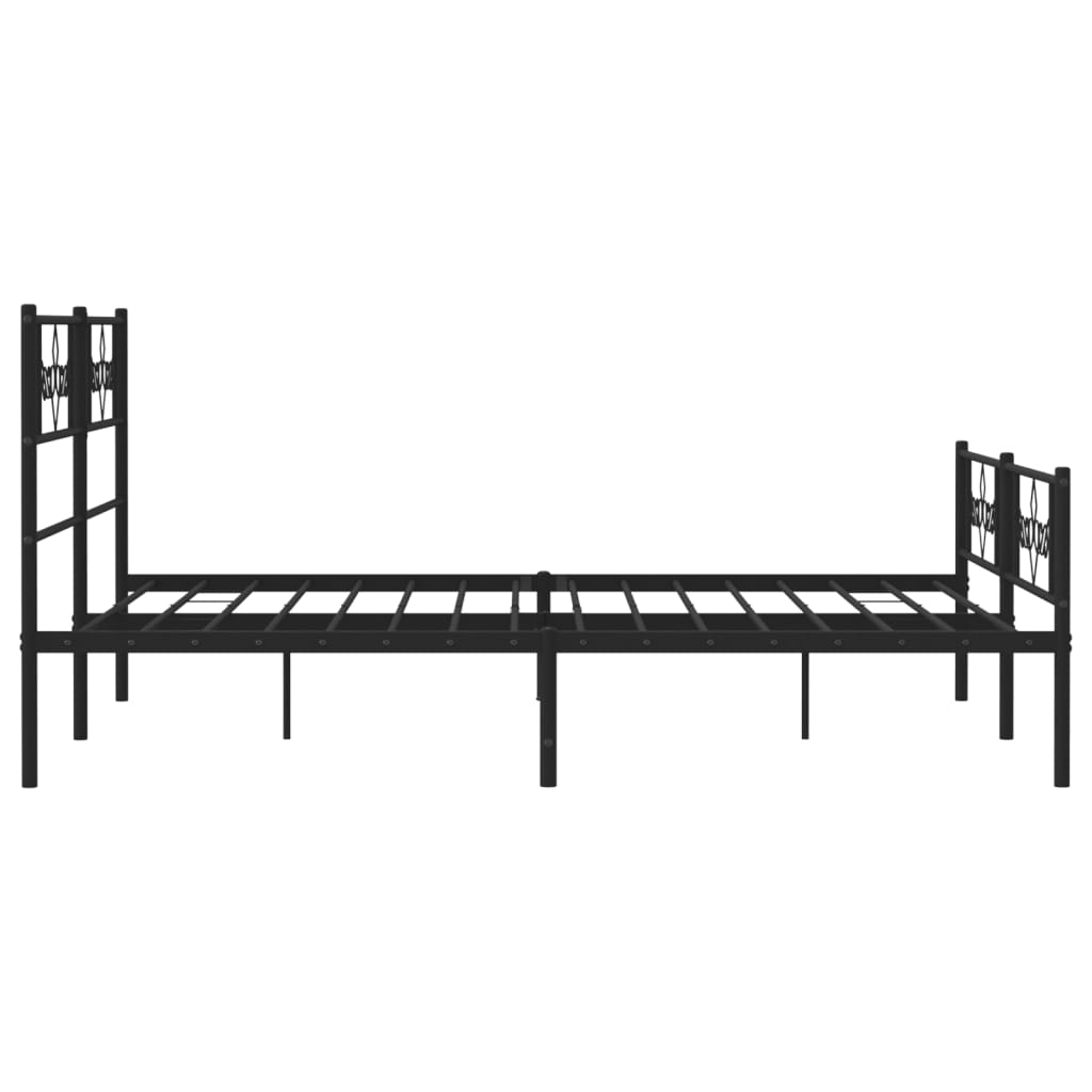 Metal Bed Frame without Mattress with Footboard Black 150x200 cm